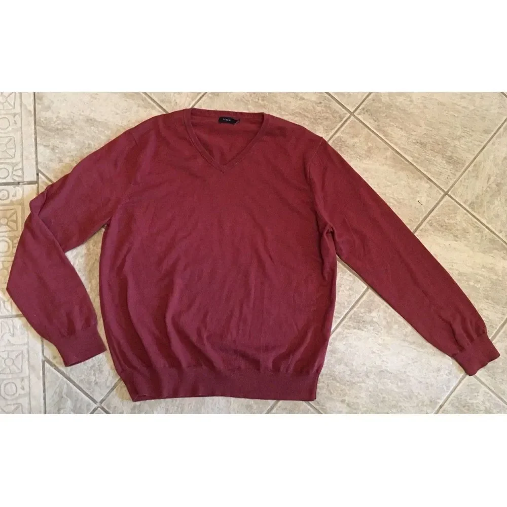 Classic Men's J.‎ Crew XL Merino Wool Sweater V Neck RED
